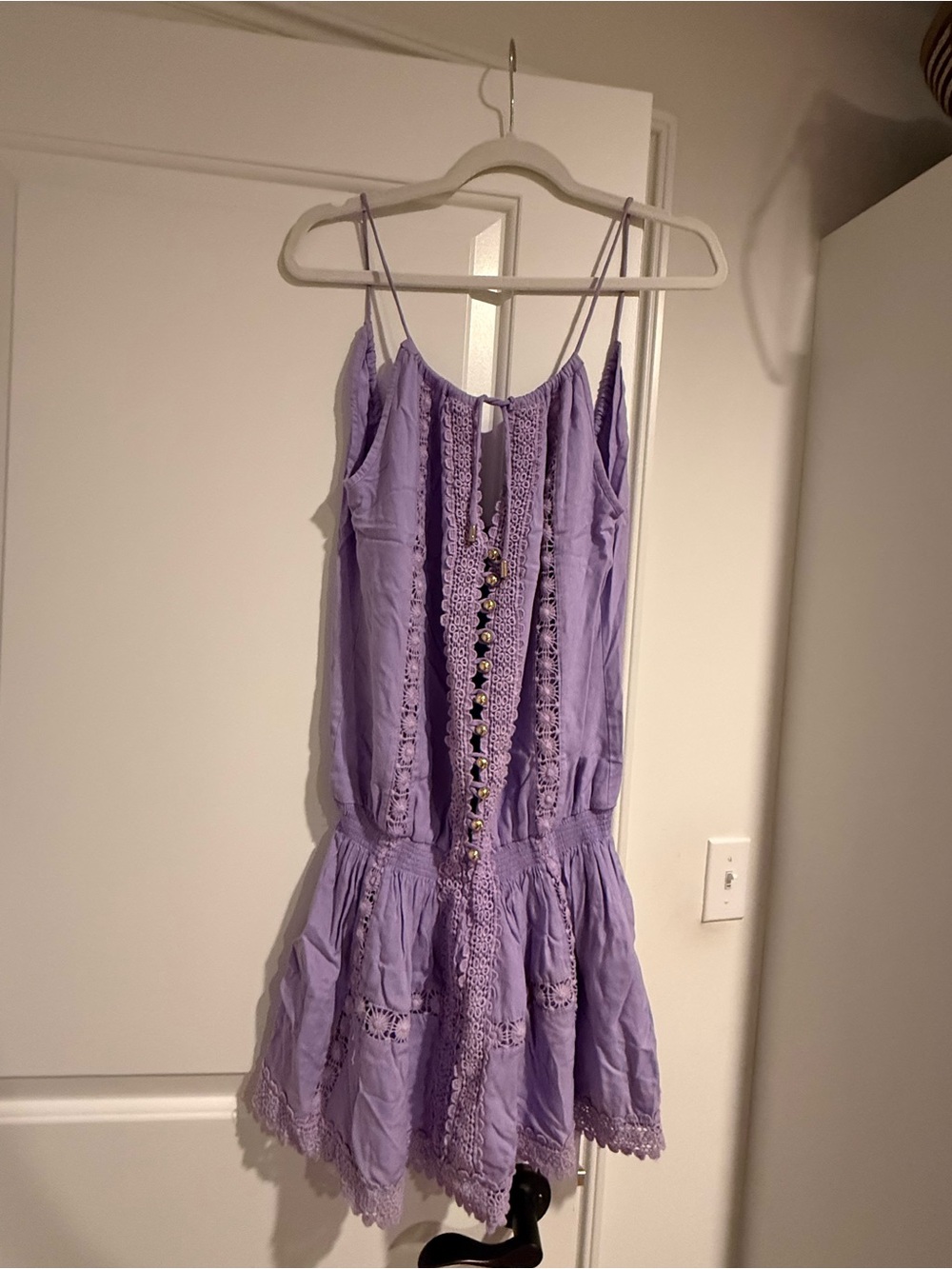 Melissa Odabash Lavender Crochet-Trim Sundress